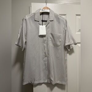 The Row Silk Striped Shirt - Gray/White